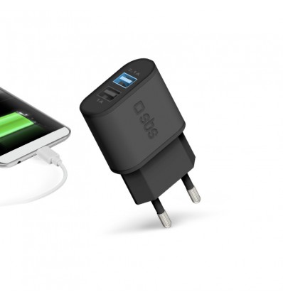 CARGADOR VIAJE USB SBS TETR2USB21AFAST 2100MAH