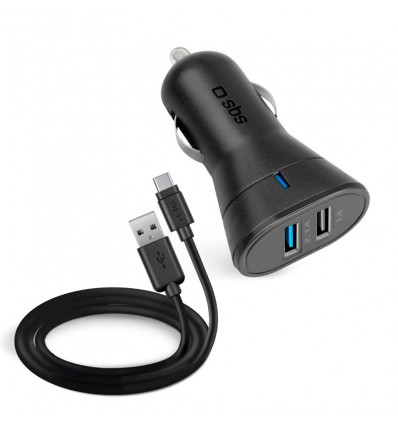 KIT CARGA COCHE SBS TIPO C USB TEKITCRC2U21AUL