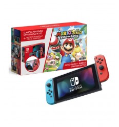 Consola Nintendo Switch AZ/RO + Mario & Rabbids + Protecto Pantalla