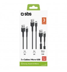 Kit 3 Cables USB SBS TEKITMICRO3IN1K 0.5-1-2M