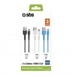 Kit 3 CABLES TIPO C SBS TEKITUSBC3X1WBK