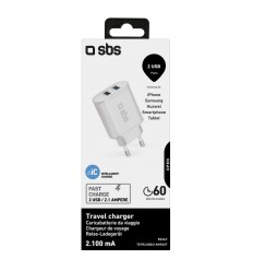 Cargador Viaje SBS TETR2USB21AWFAST 2 PUERTOS 2100MAH
