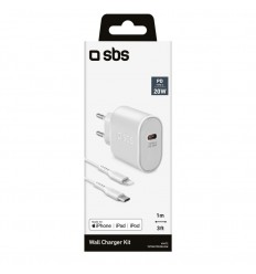 Cargador red + Cable Lightning USB-C SBS TETRKITPD20LIGW
