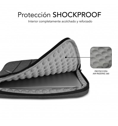 SUBBLIM Funda Air Padding 360 Sleeve 13,3-14" Dark Grey