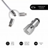 CARGADOR COCHE SUBBLIM USB+ CABLE 3EN1 SILVER