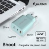 Cargador Nubbeh 30W USB A+C  T NBWALLCHT