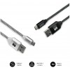 PACK 2 CABLES SUBBLIM TIPO C-USB A NEG/PLATA