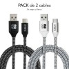 Pack 2 Cables Subblim Tipo C-USB A Neg/Plata