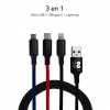 Cable Subblim 3EN1 Micro USB+TipoC+Lightning