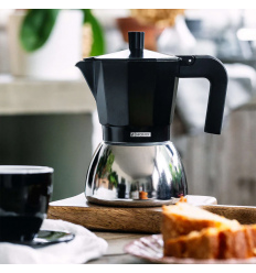CAFETERA 9 TAZAS MONIX INOX M863009 INDU NEGRA
